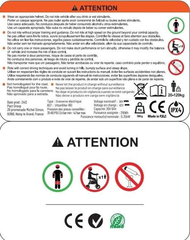 UrbanGlide Draisienne électrique Bike 140 noir